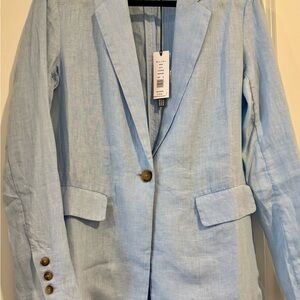 Michael Stars Light Blue 100% Linen Blazer RV $178 NWT Medium